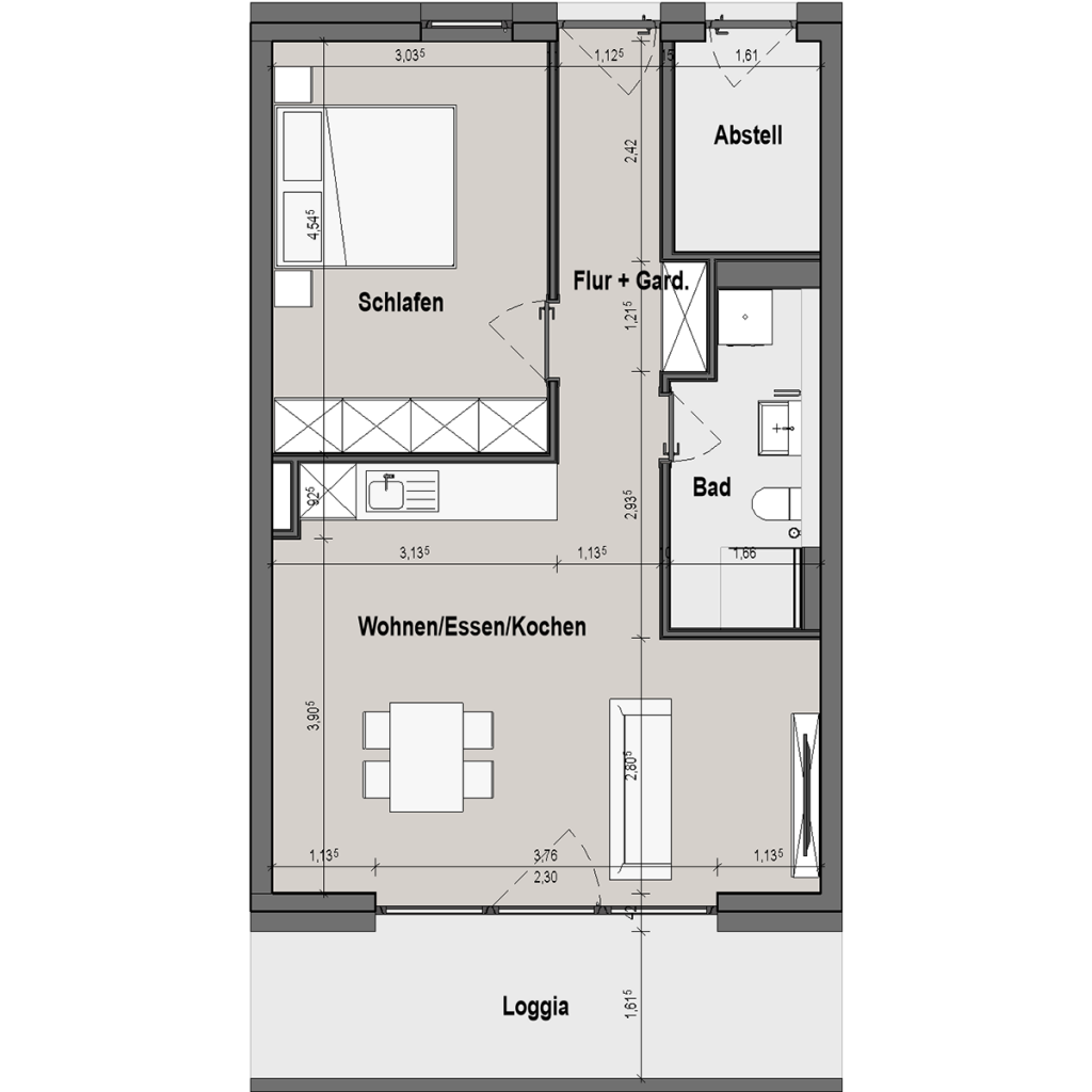 BF12 Landau Bauteil A 2 Zimmer-Wohnung Muster