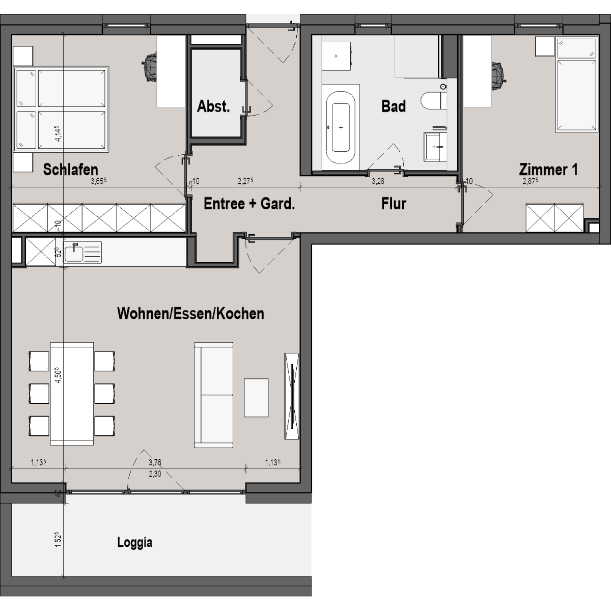 BF12 Landau Bauteil A 3 Zimmer-Wohnung Muster
