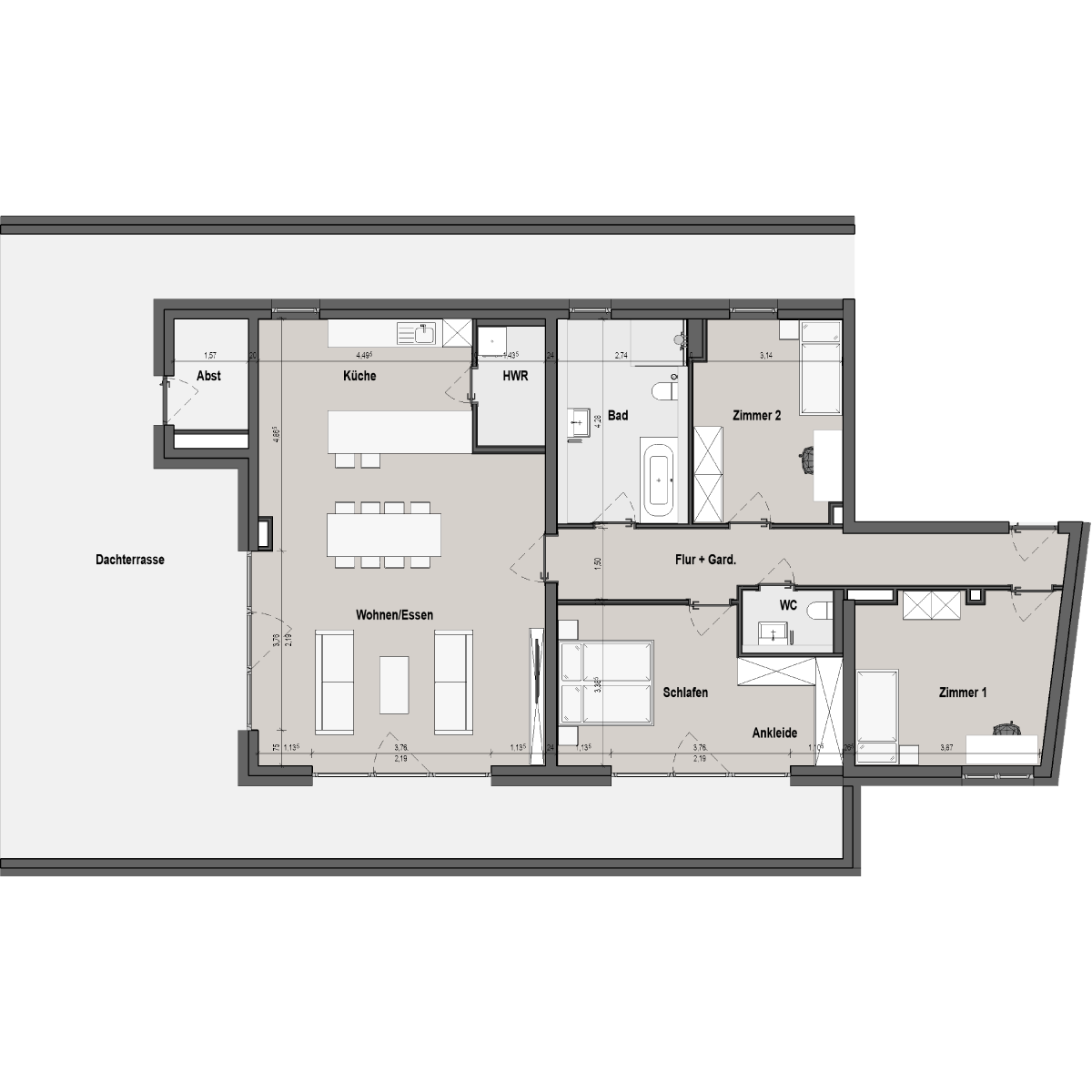 Grundriss 4-Zimmer Penthouse