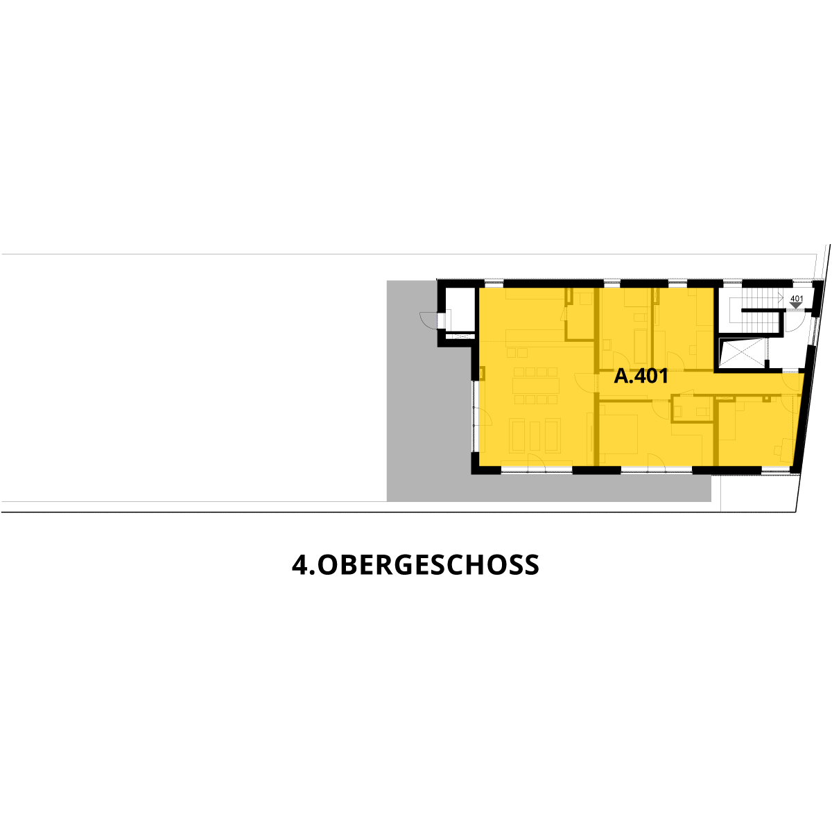 Lageplan 4-Zimmer 4.OG Bauteil A