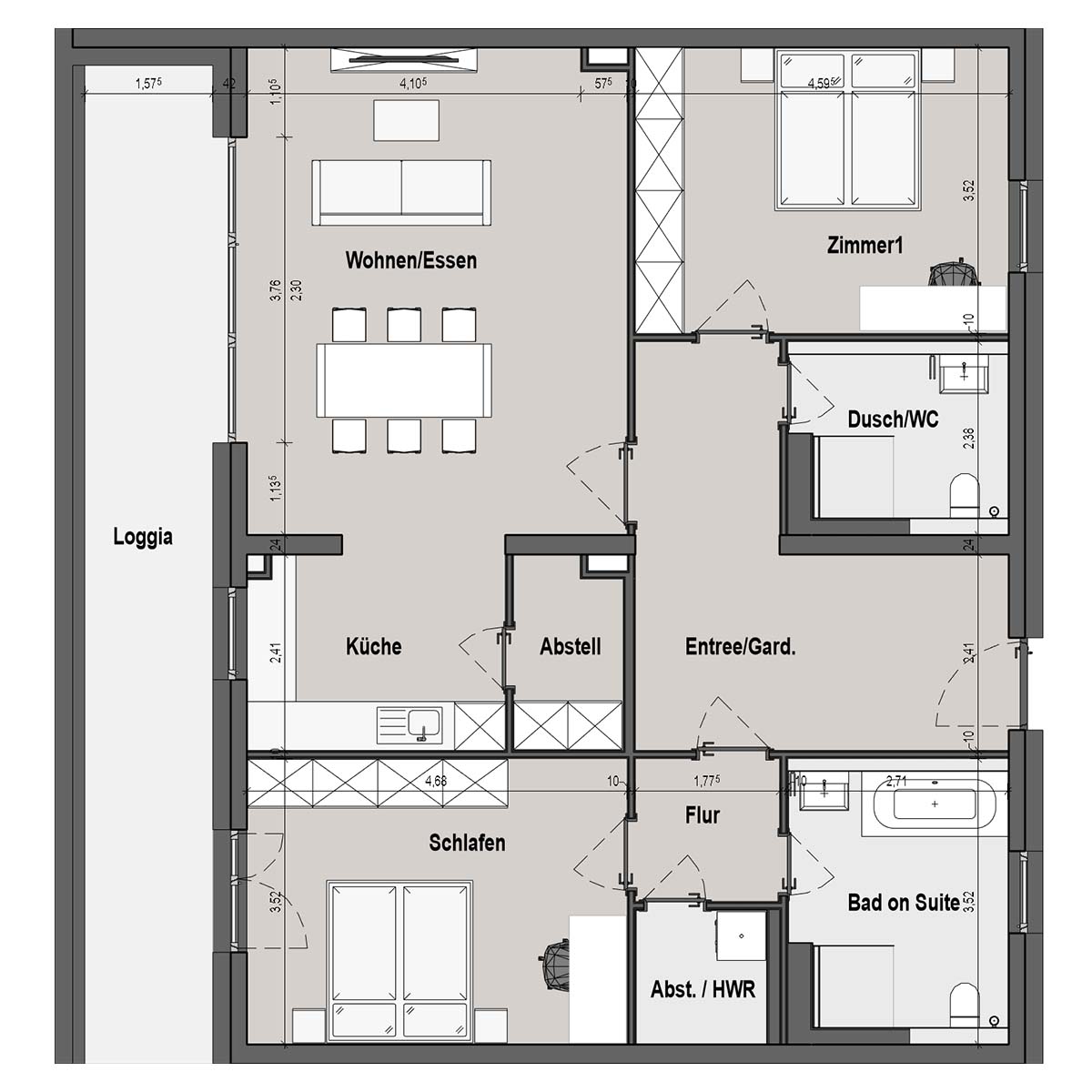 BF12 Landau Bauteil B 3 Zimmer-Wohnung Muster