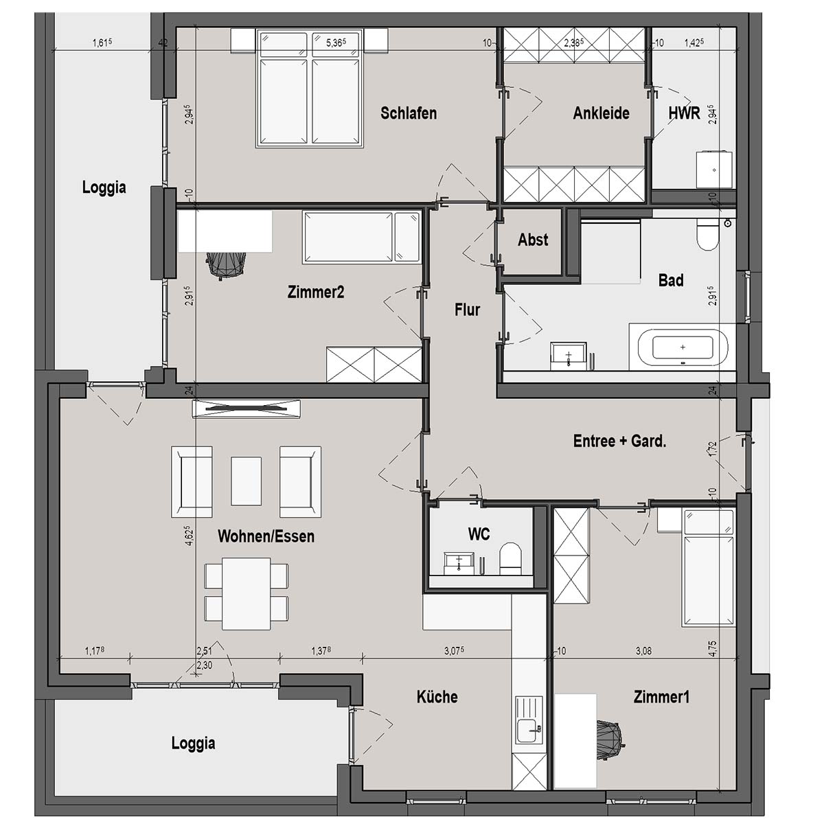 BF12 Landau Bauteil B 4 Zimmer-Wohnung Muster