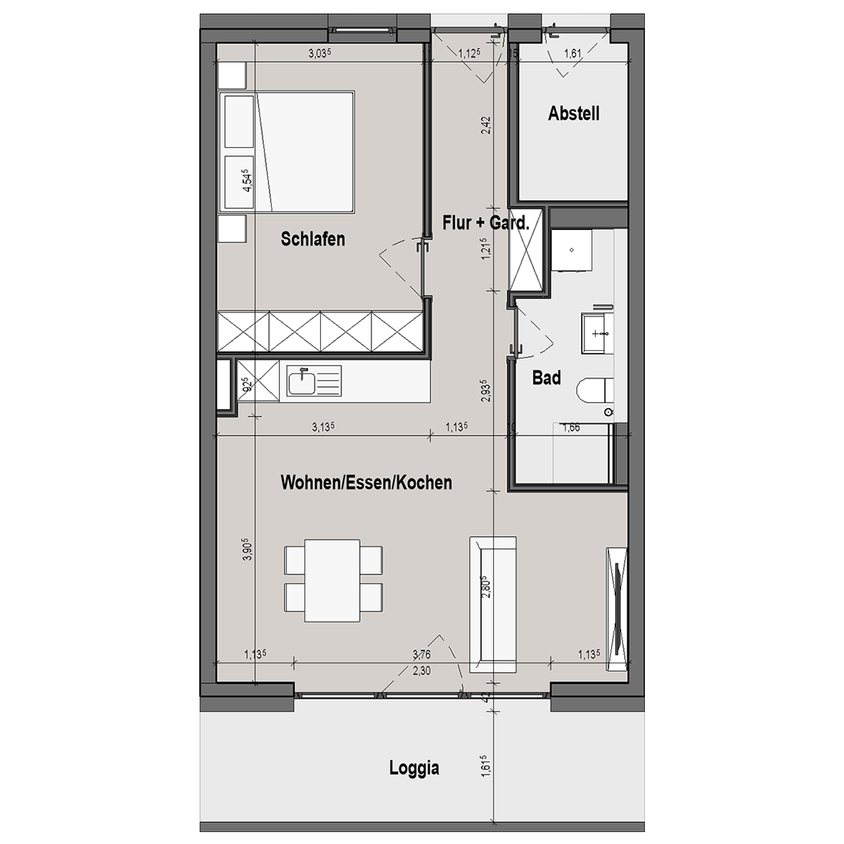 BF12 Landau Bauteil C 2 Zimmer-Wohnung Muster