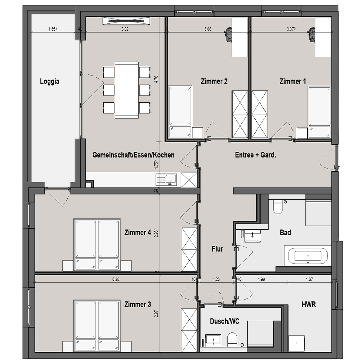 BF12 Landau Bauteil C 5 Zimmer-Wohnung Muster