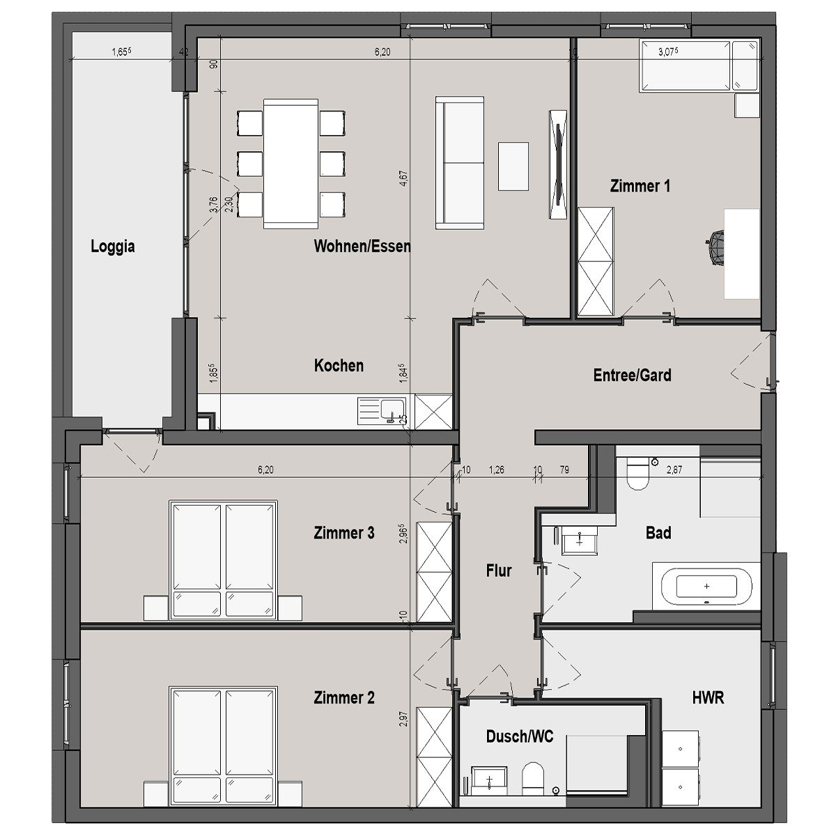BF12 Landau Bauteil C 4 Zimmer-Wohnung Muster